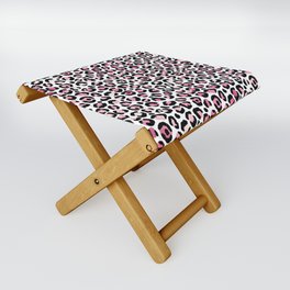 Girly Blush Pink Leopard Pattern Glam Metallic Folding Stool