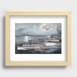 Steamboats Passing At Midnight - On Long Island Sound  Recessed Framed Print