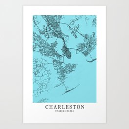Charleston - Us Sweat City Map 8EE3EF Art Print
