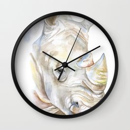 Rhino Watercolor Wall Clock