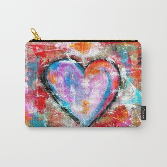 Reckless Heart, Abstract Expressionist Painting Red Pink Blue Carry-All Pouch