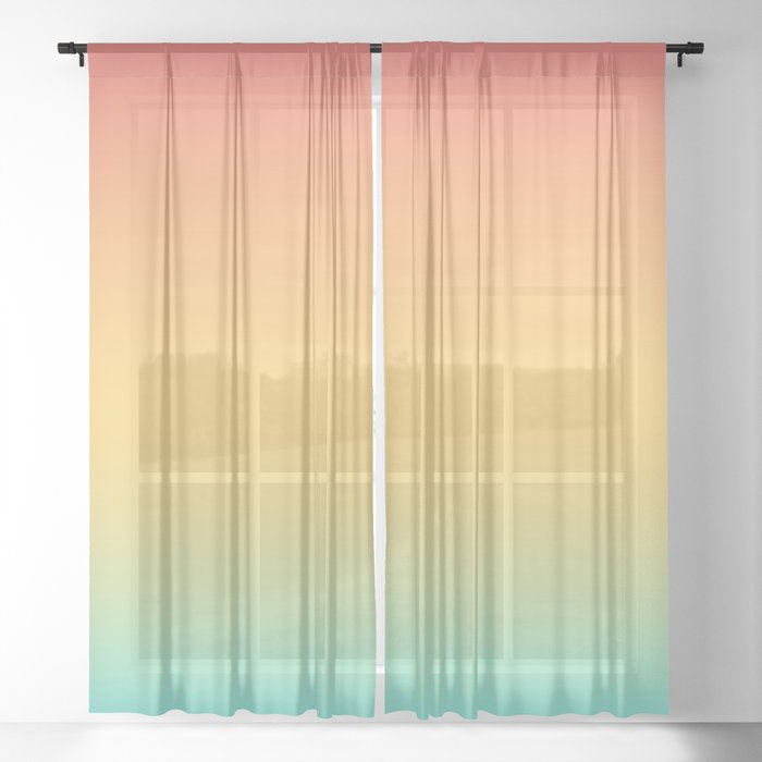 Red yellow turquoise ombre Sheer Curtain