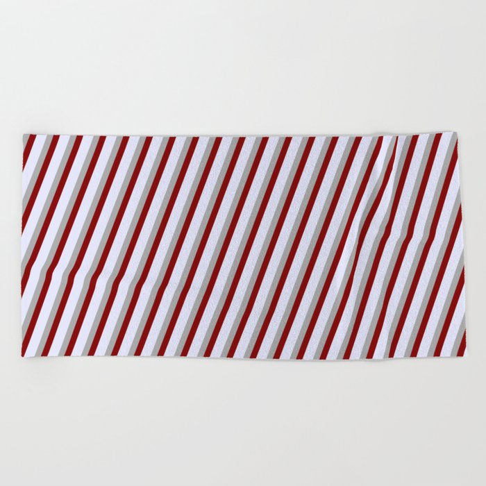 Dark Gray, Maroon, and Lavender Colored Lines/Stripes Pattern Beach Towel