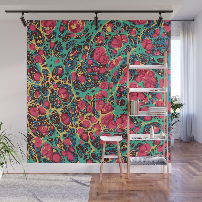 Boho mineral pattern pink and green Wall Mural