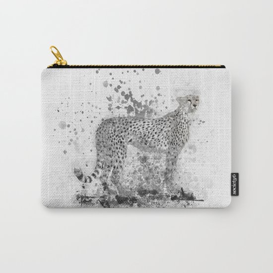 Cheetah in Black and White Carry-All Pouch