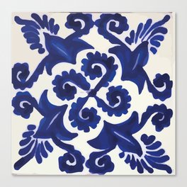 Talavera mexican tile traditional blue ceramic mosaic Canvas Print