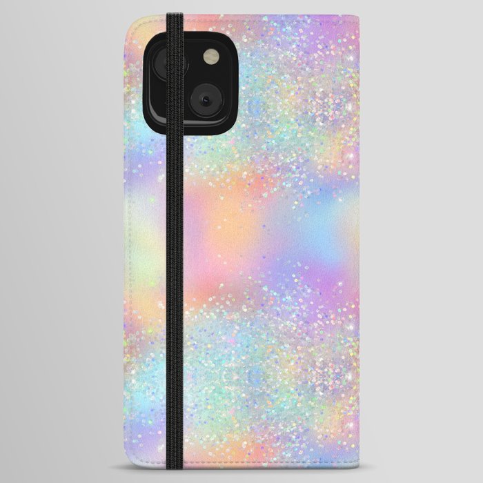 Pretty Holographic Glitter Rainbow iPhone Wallet Case