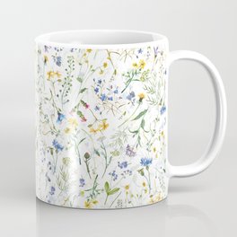 Scandinavian Midsummer Blue And Yellow Wildflowers Meadow  Mug