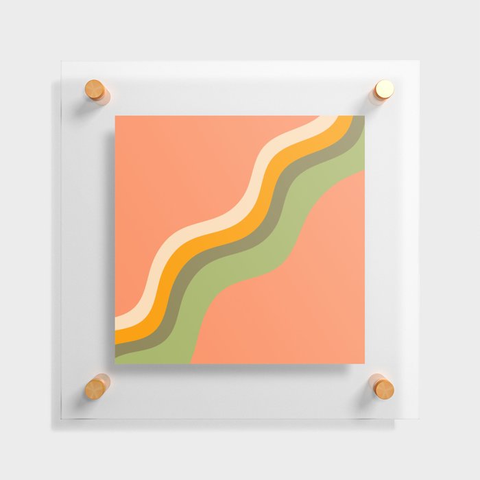 Loana - Orange Green Colourful Wavy Minimalistic Retro Stripes Art Design Pattern  Floating Acrylic Print