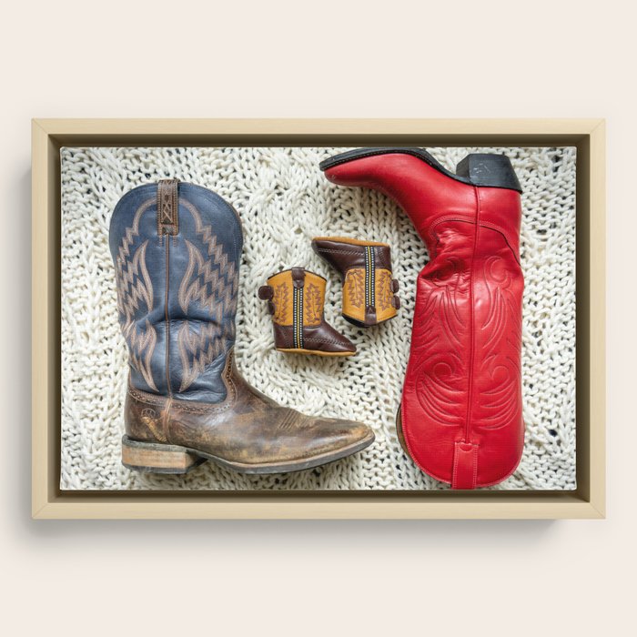 Cowboy Boots Birdseye View Warm Soft Bright Red Blue