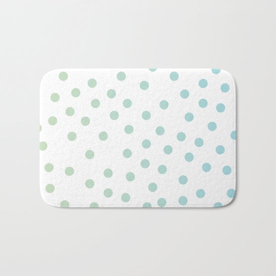 Simply Dots in Turquoise Green Blue Gradient on White Bath Mat