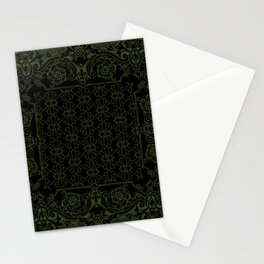 Bandana Inspired Pattern | Green on Black Stationery Card