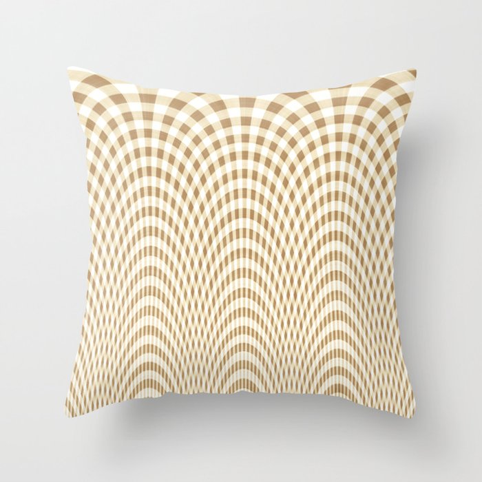 Beige and white curved squares Throw Pillow