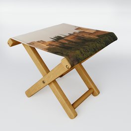 Spain Photography - Castle Standing In The Pretty Sunset Folding Stool