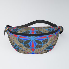 Gold red Blue and Black Bold Tile Pattern Fanny Pack