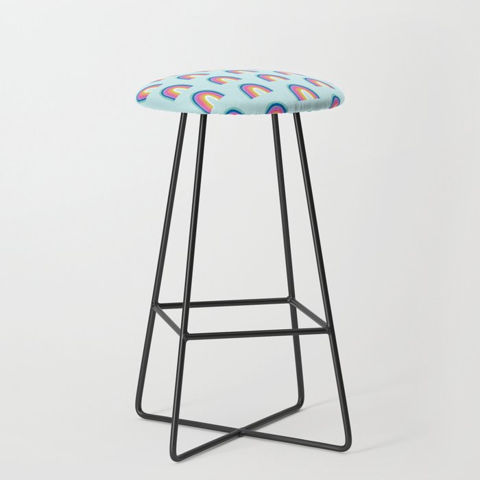 Rainbows On Light Blue Bar Stool By Jandelaulu Society6 Rainbows On Light Blue Bar Stool