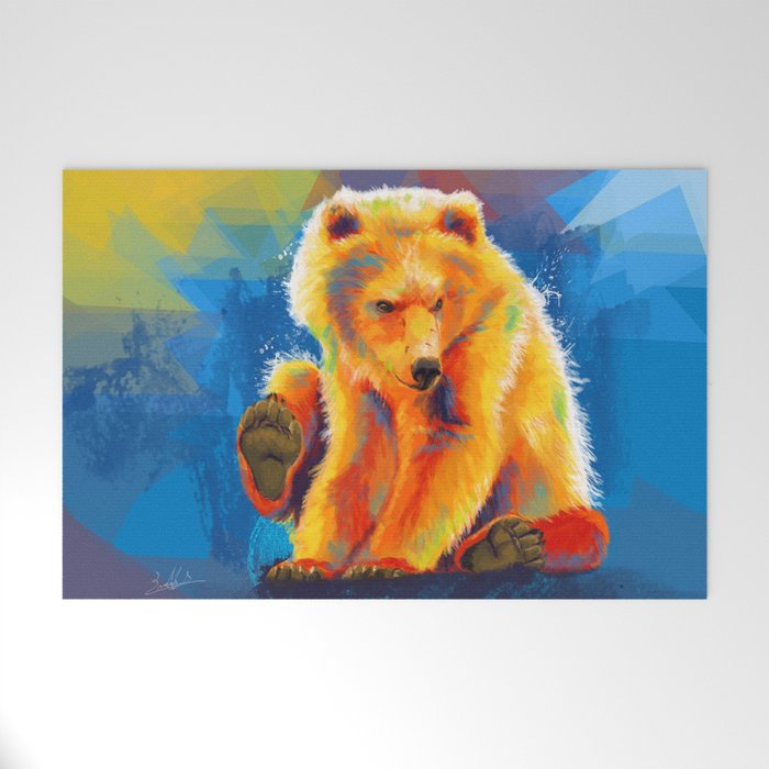 Play With A Bear Animal Digital Painting Colorful Illustration