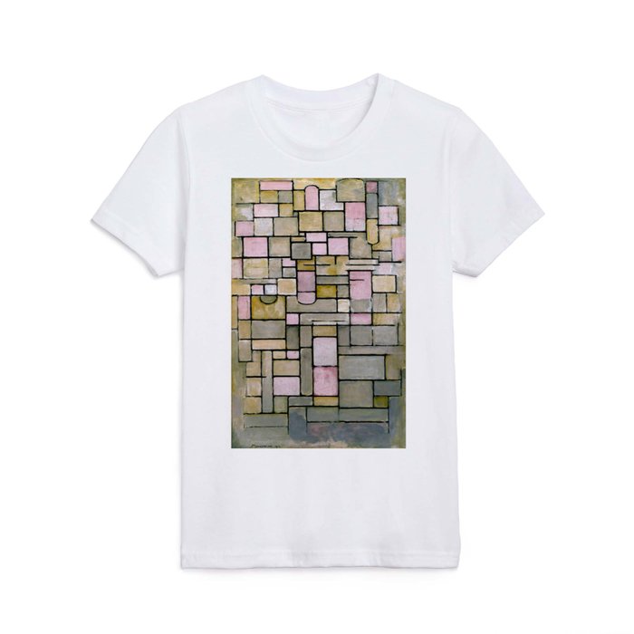 Piet Mondrian (1872-1944) - Composition No. III Compositie 8 (Ocher, Blue, Gray & Pink) - 1914 - De Stijl (Neoplasticism), Cubism - Abstract - Oil on canvas - Digitally Enhanced Version - Kids T Shirt