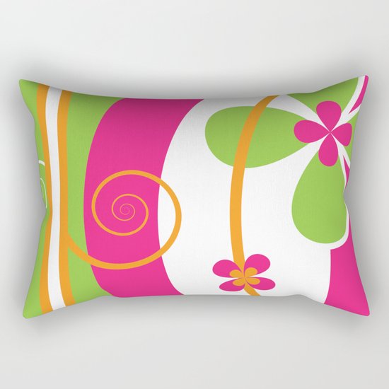 Colorful Spring Floral Graphic Art II Rectangular Pillow