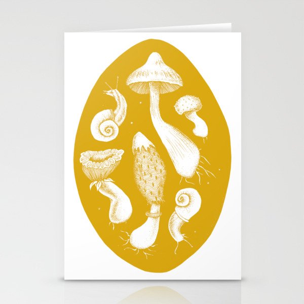 Ink Mushrooms - mustard Stationery Cards