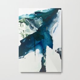 Untamed: a pretty, minimal, abstract painting in blue, white and gold by Alyssa Hamilton Art  Metal Print | Bohemian, Ink, Modern, Abstract, Indie, Towel, Painting, Alyssahamiltonart, Phone, Bathroom 
