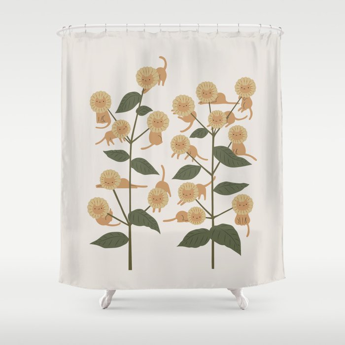 Cat and Plant 7B Shower Curtain