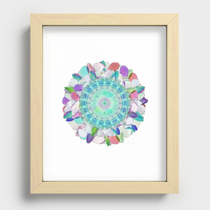 Colorful Flower Art Petal Mandala Recessed Framed Print