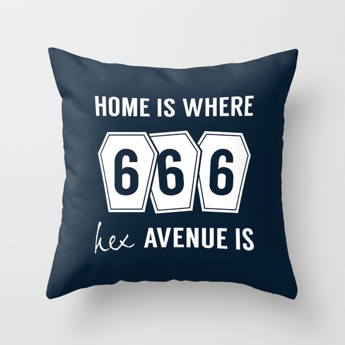 666 Hex Avenue Home - Blue Throw Pillow