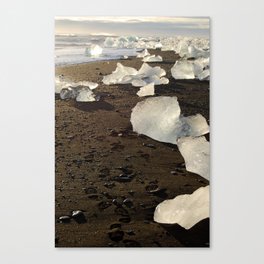 Black sand and ice Canvas Print