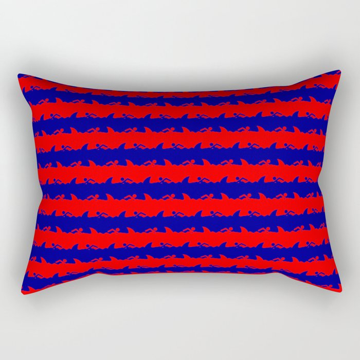 Australian Flag Blue and Red Shark Attack Stripes Rectangular Pillow