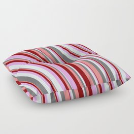 [ Thumbnail: Colorful Dim Gray, Light Coral, Maroon, Plum, and Light Cyan Colored Stripes/Lines Pattern Floor Pillow ]