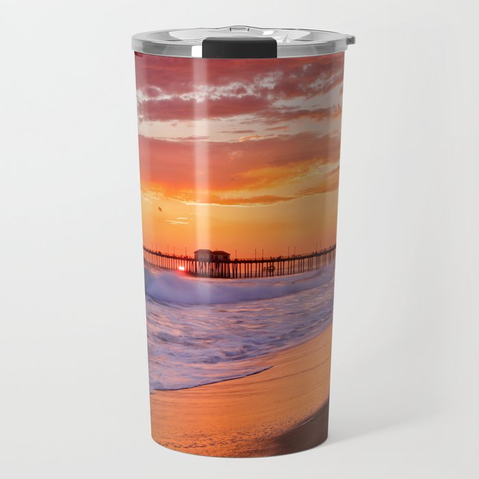 Nature Travel Mug, Sunset Abandoned Jetty, Steel Thermal Cup, 16