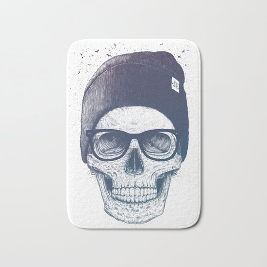 Color skull in a hat Bath Mat