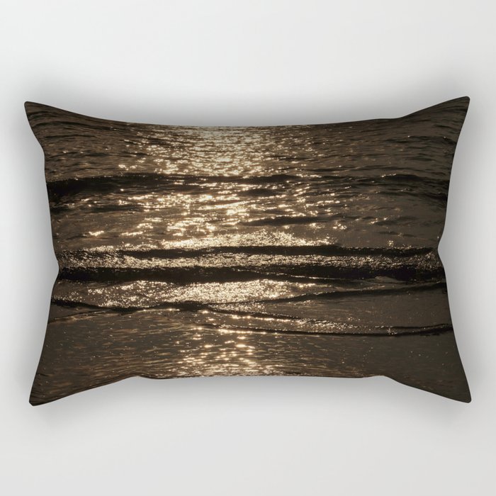 Calm Sepia Ocean Waves Rectangular Pillow