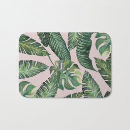 Jungle Leaves, Banana, Monstera Pink #society6 Bath Mat