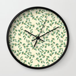 Branch with green leaves Wall Clock