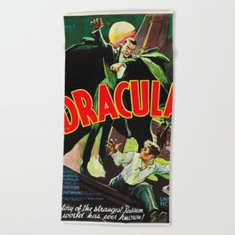 Creature double feature Dracula theatrical horror movie lobby vintage poster advertisement Beach Towel