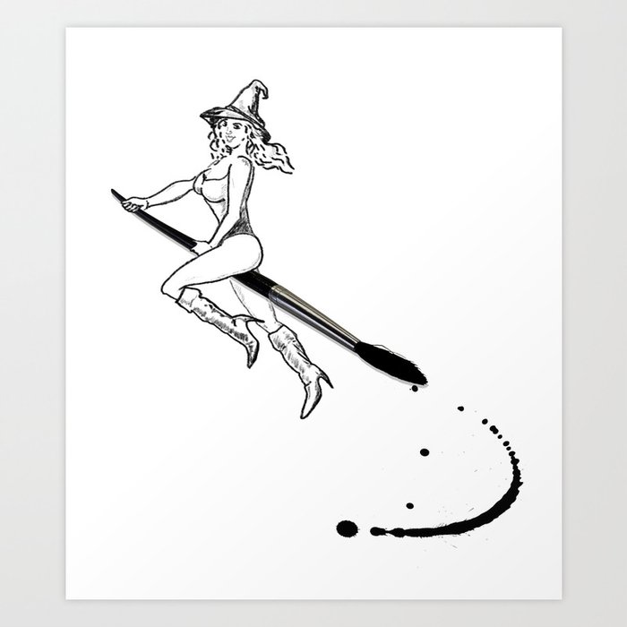 broom and brush witchcraft Art Print