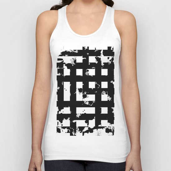 Splatter Hatch - Black and white, abstract hatched pattern Unisex Tank Top