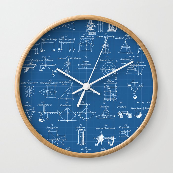 Table Of Engineering And Mechanics Blueprint Artwork Wall Clock