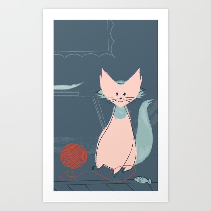 Mid Century Modern Cat Art Print By Gingerish Society6