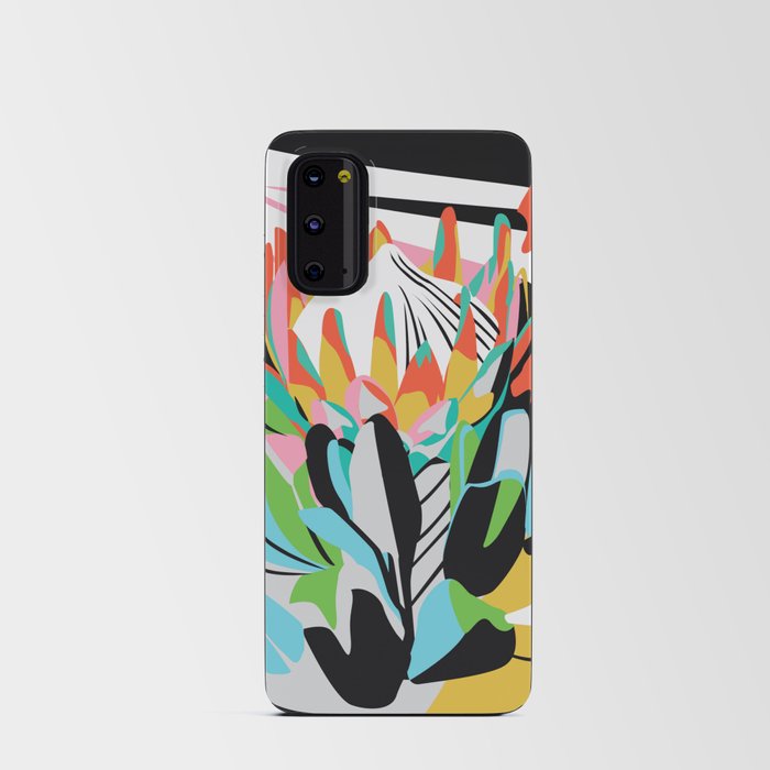 Abstract Protea Floral (orange,blue) Android Card Case