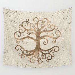 Tree of life Pastel Gold on Canvas Wall Tapestry