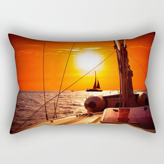 Yacht at Sunset Rectangular Pillow