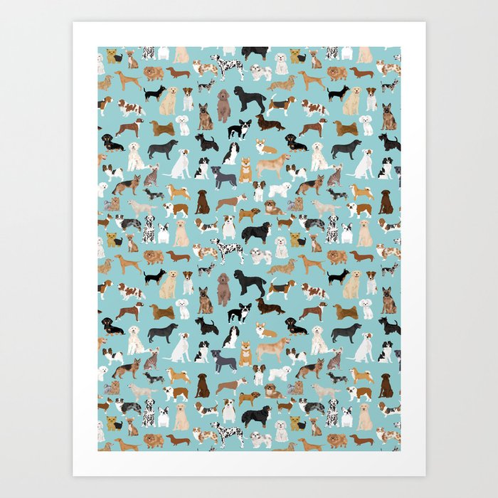 Dogs pattern print must have gifts for dog person mint dog breeds Kunstdrucke