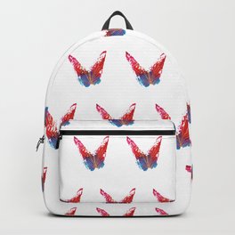 Abstract red and blue butterflies pattern with fan Backpack