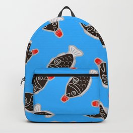 Sushi Soy Fish Pattern in Blue Backpack