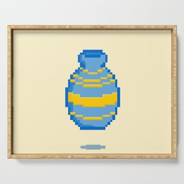 Blue and Yellow Ceramic Vase Serving Tray