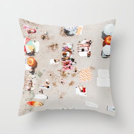 People On Beach Aerial, Aerial People Crowded Beach, Drone Aerial Photography, Ocean Wall Art Print, Framed Art Print Throw Pillow
