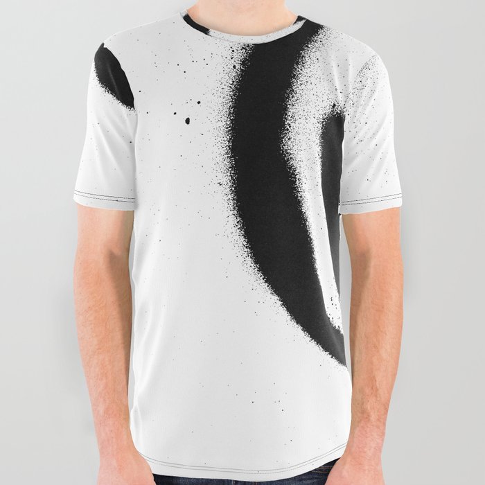 graffiti smiling face emoticon in black on white All Over Graphic Tee